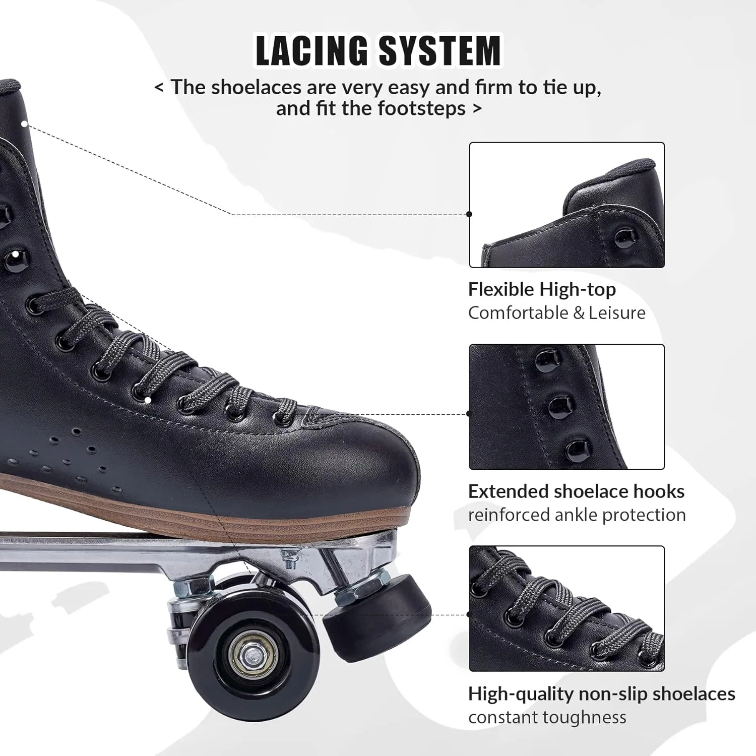 PAPAISON Roller Skates for Women and Men, Deluxe 2 Layer Microfiber Leather Double Row-Classic Roller Skates for Girls, Professional Outdoor Indoor Quad-Skates for Kids & Adults…