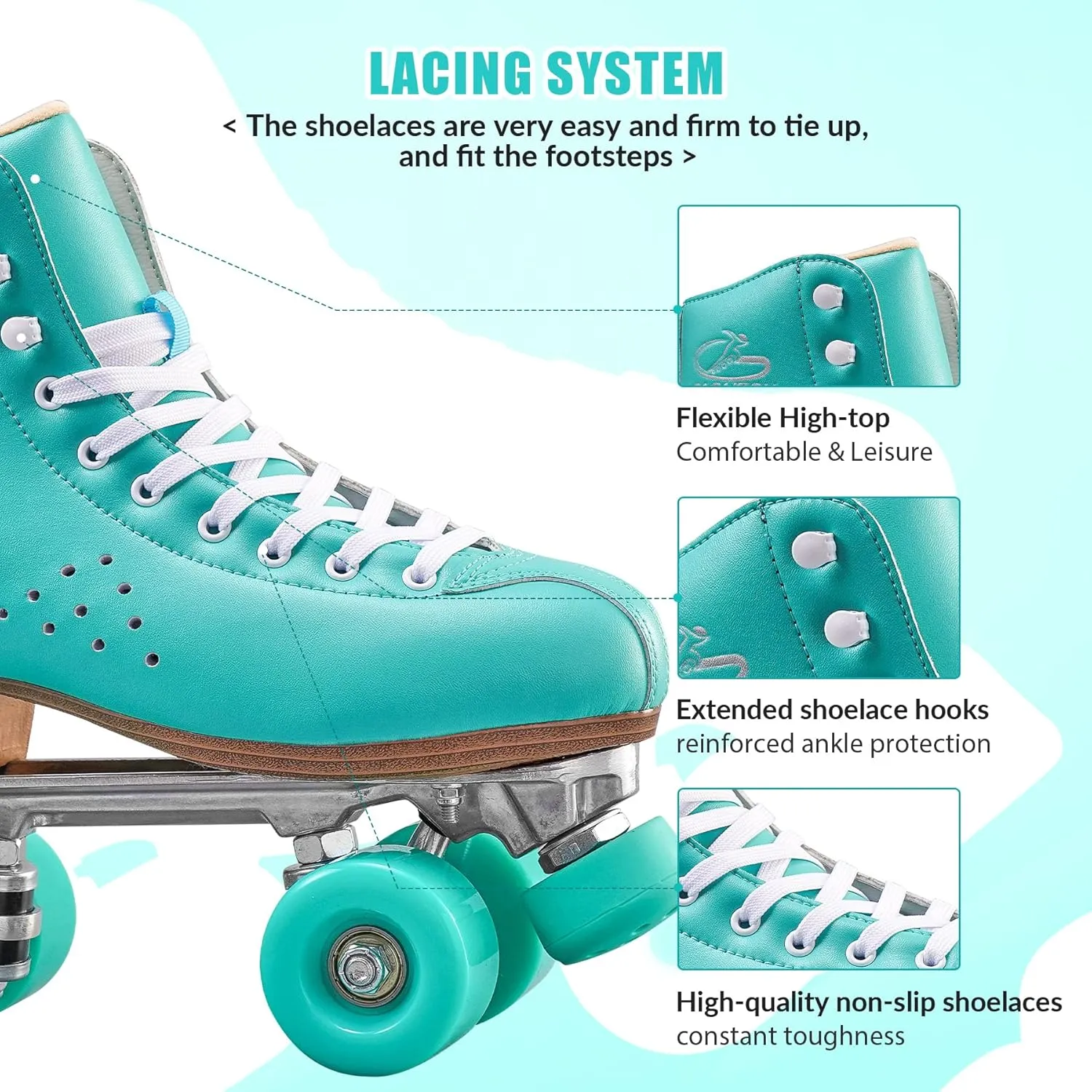 PAPAISON Roller Skates for Women and Men, Deluxe 2 Layer Microfiber Leather Double Row-Classic Roller Skates for Girls, Professional Outdoor Indoor Quad-Skates for Kids & Adults…