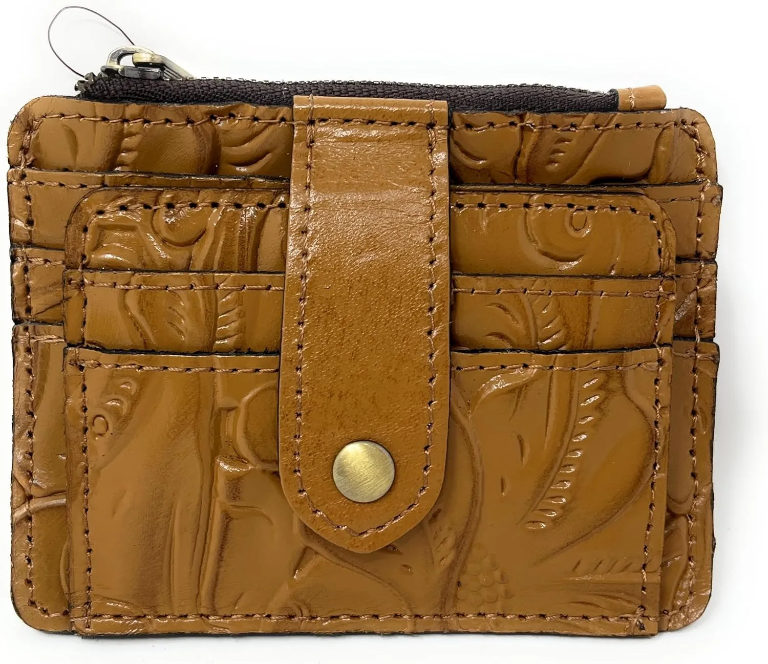 Patricia Nash Tooled Leather Cassis ID Card Case Wallet, Biscuit
