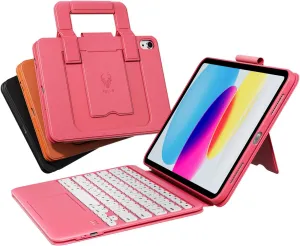 PAUL B for iPad 11th/10th Gen Case with Keyboard 11/10.9 inch A16 2025/2022,Handbag Design with Pencil Holder,Multi-Touch Trackpad, Thin & Light(Pink)