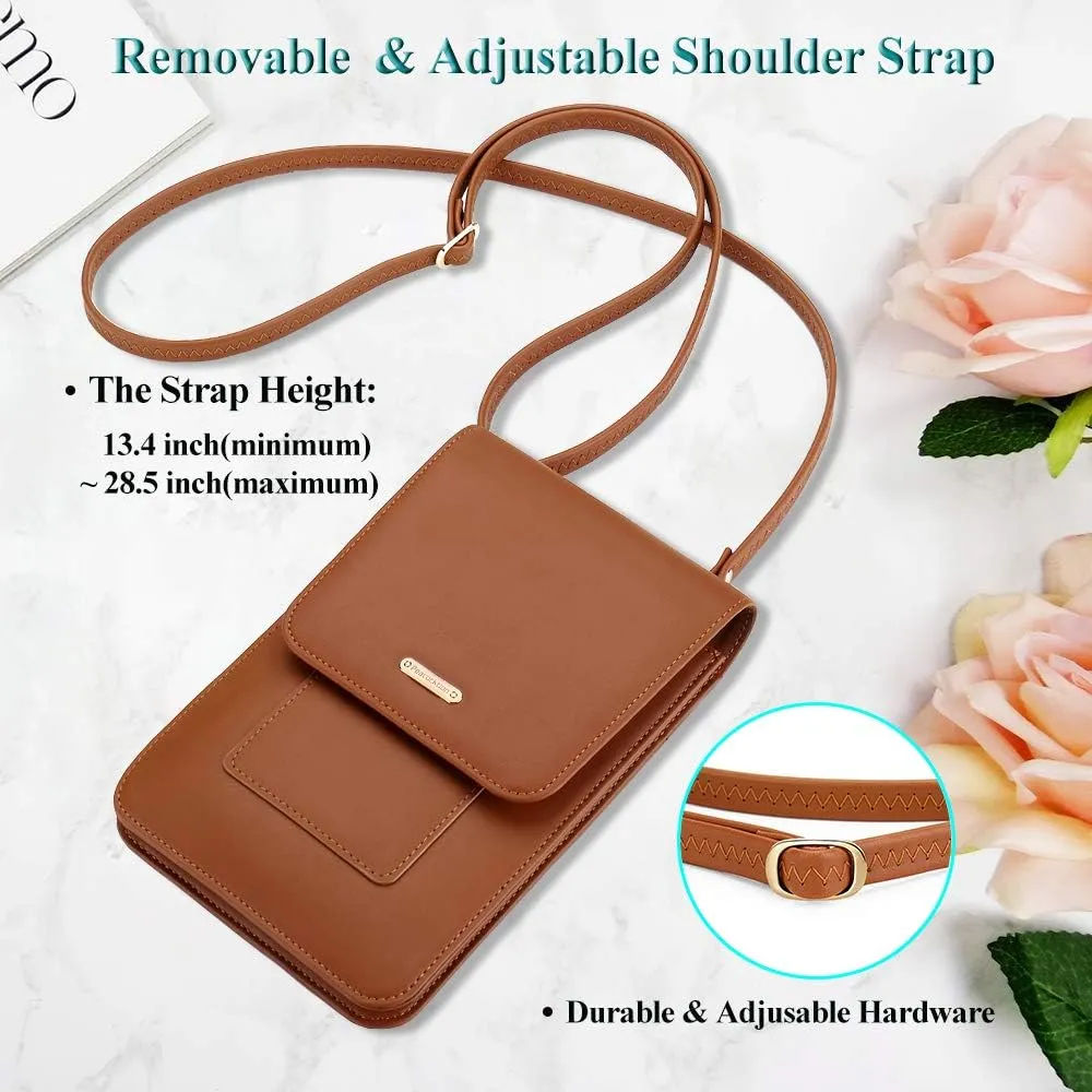 Peacocktion Small Crossbody Bags for Women, RFID Leather Wallet Women, Travel Cell Phone Purses with Card Slots