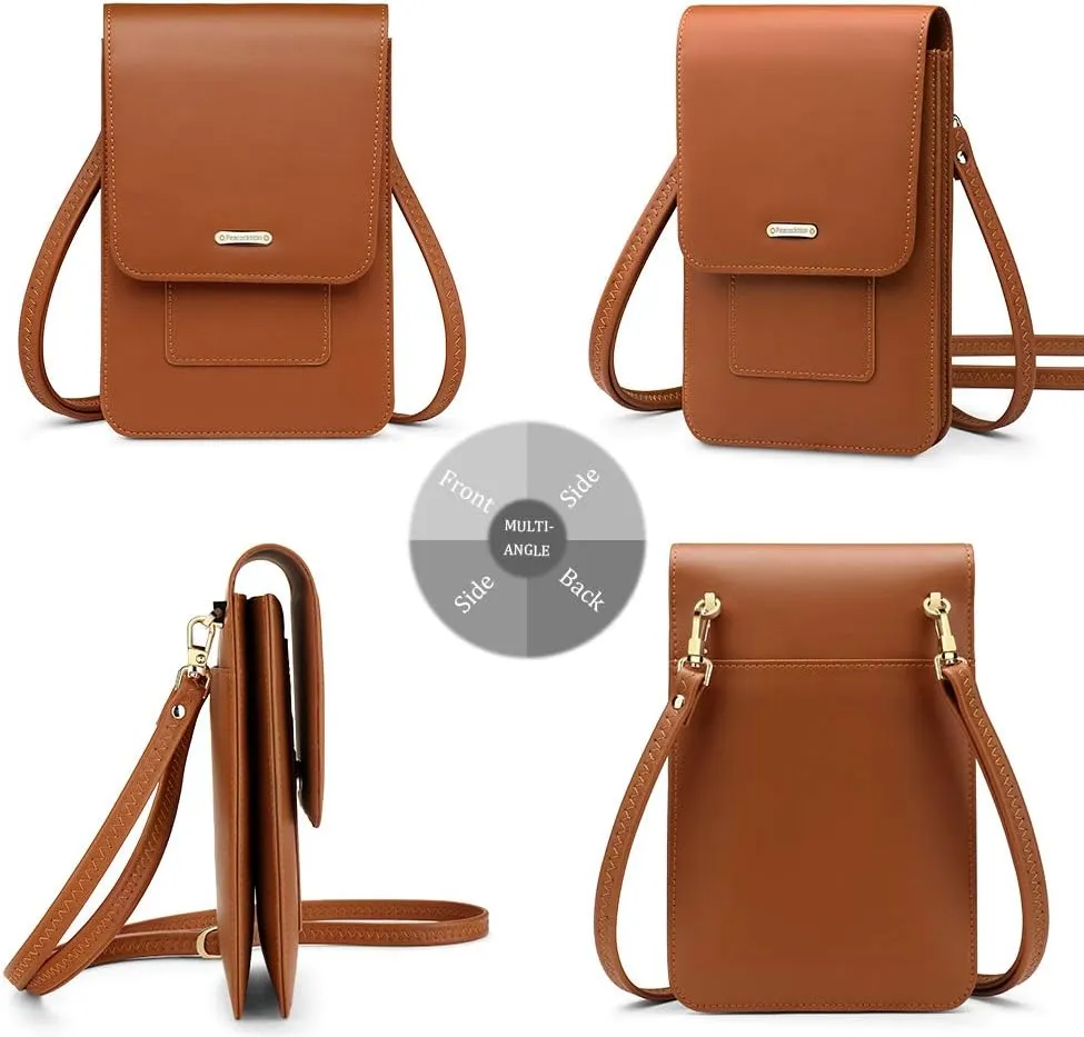 Peacocktion Small Crossbody Bags for Women, RFID Leather Wallet Women, Travel Cell Phone Purses with Card Slots