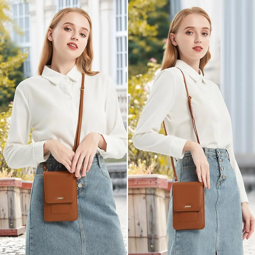 Peacocktion Small Crossbody Bags for Women, RFID Leather Wallet Women, Travel Cell Phone Purses with Card Slots