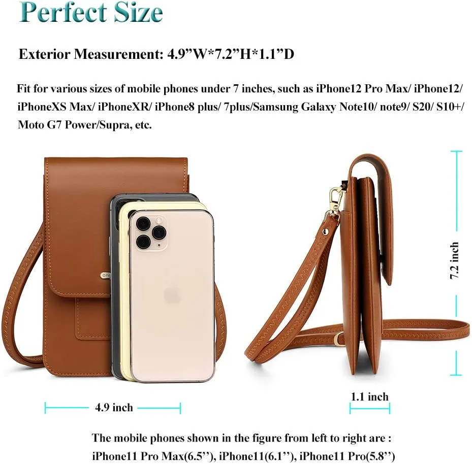 Peacocktion Small Crossbody Bags for Women, RFID Leather Wallet Women, Travel Cell Phone Purses with Card Slots