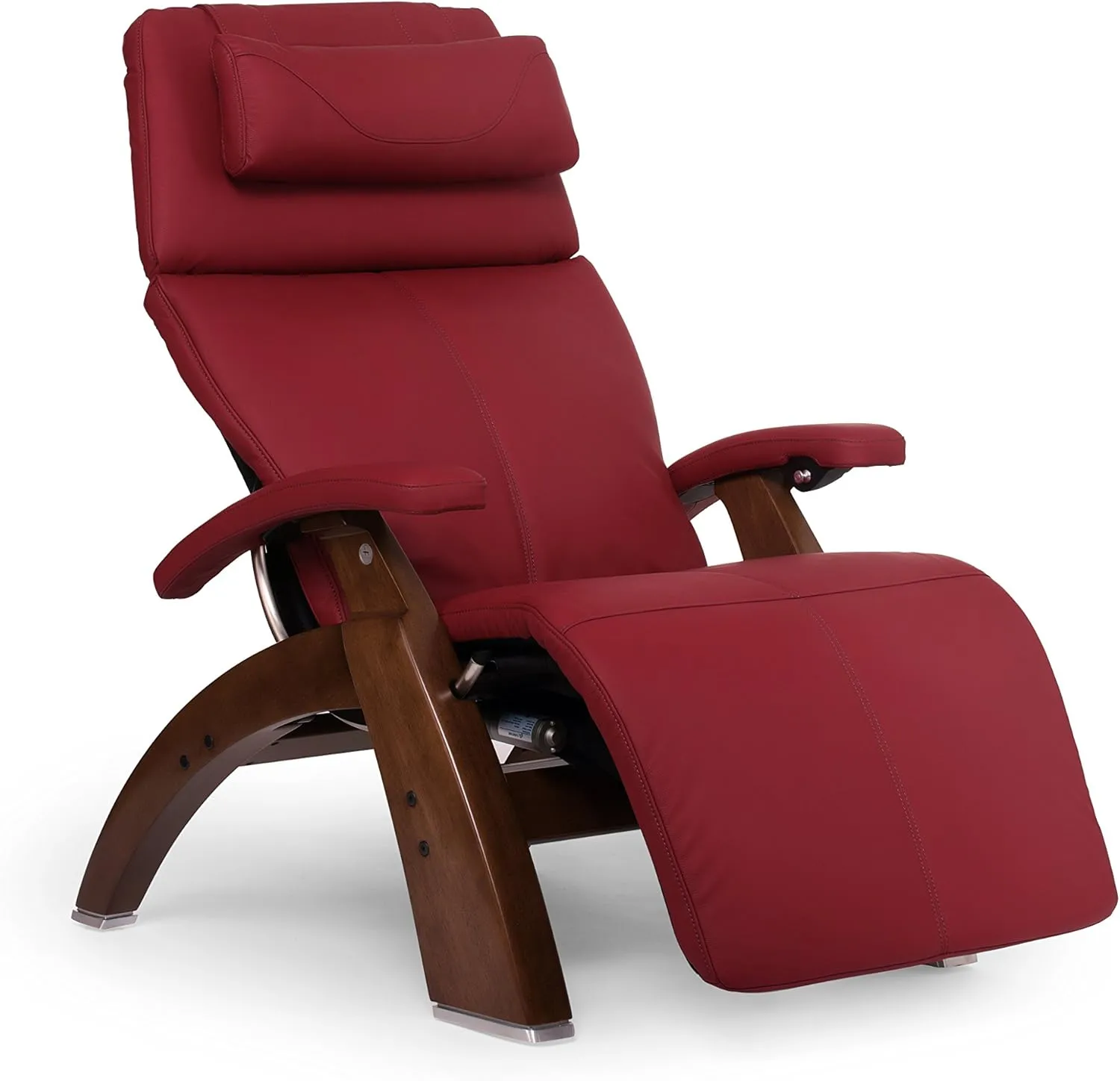 Perfect Chair Human Touch PC-600 Omni Motion Silhouette Series 2 Power Recline Walnut Wood Base Zero-Gravity Recliner - Red Top Grain Leather