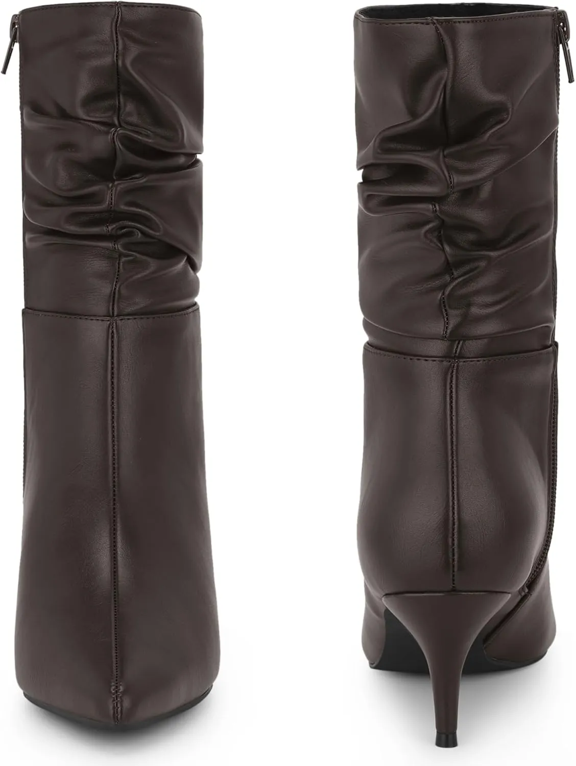 Perphy Pointed Toe Slouch Kitten Heel Boot Mid-Calf Boots for Women