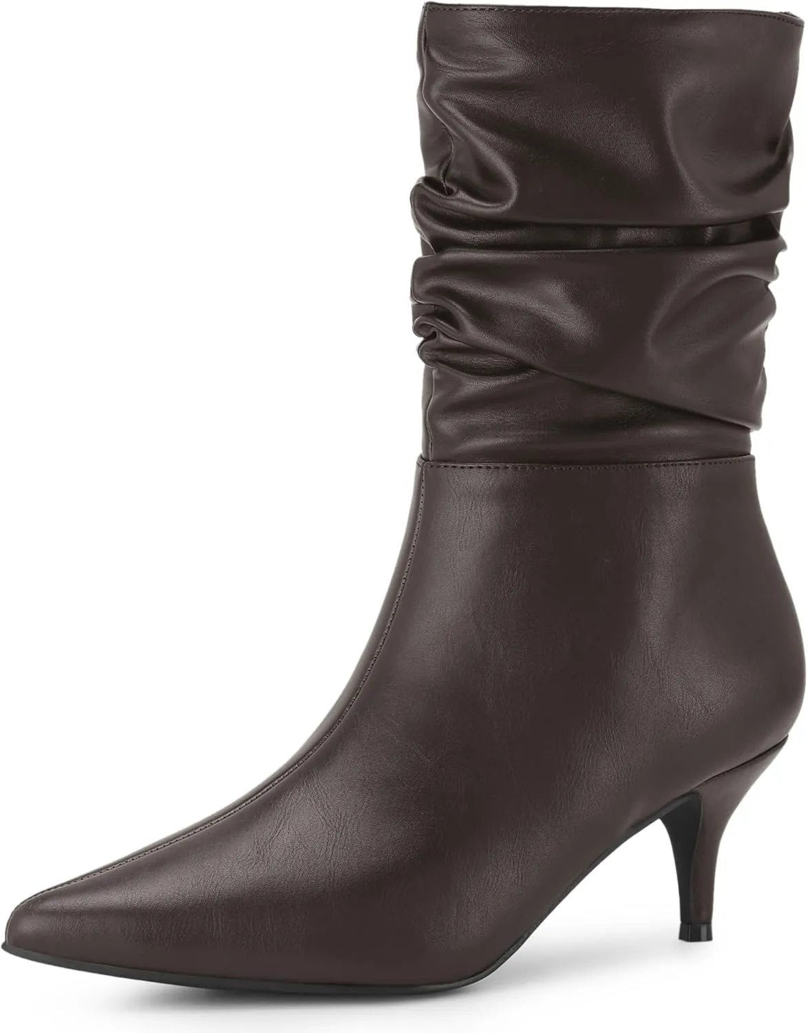Perphy Pointed Toe Slouch Kitten Heel Boot Mid-Calf Boots for Women