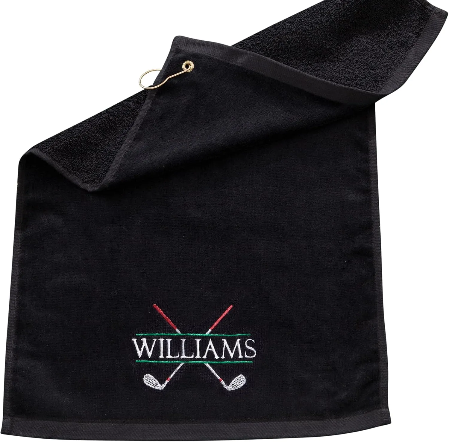 Personalization Universe Crossed Clubs Embroidered Golf Towel, Customizable with Any Name, 100% Cotton with Plush Velour Finish, Perfect Golf Accessories for Men and Women, Father’s Day, Retirement