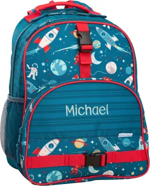 Personalization Universe Kids Backpack - Space Embroidered All Over Print by Stephen Joseph, Perfect for Boys and Girls, Customizable School Bag with Name, Personalized Embroidered Bookbag