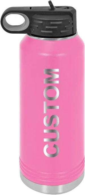 Personalized Add Your Name 32-Ounce Double Wall Insulated Stainless Steel Custom Sports Water Bottle with Flip Top Lid, Straw - Customizable