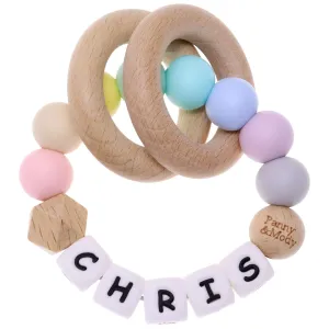 Personalized Baby Rattle and Plush Rings with Name for Boys and Girls Baby Shower - Candy
