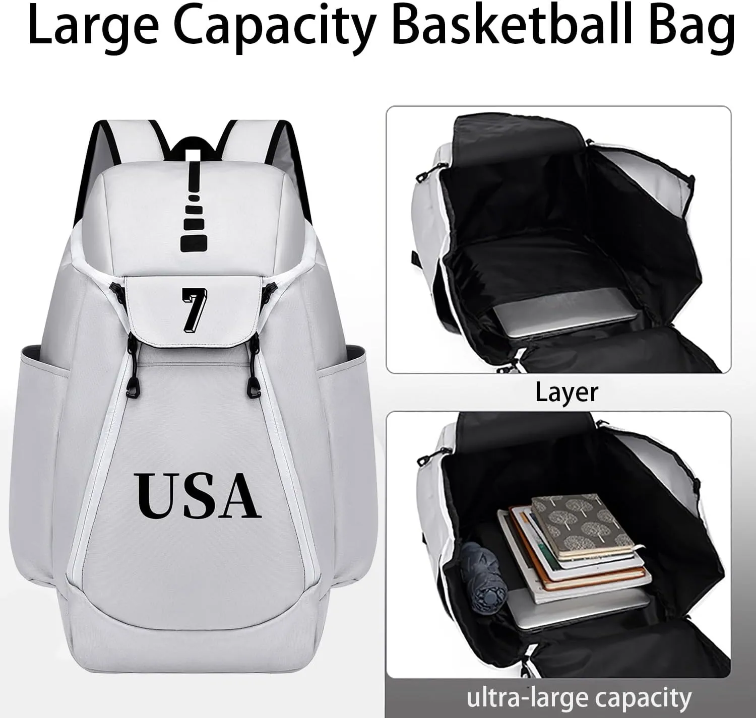 Personalized Basketball Backpack for Men/Women - Custom Name & Logo, Adjustable Straps for Sports, Gym