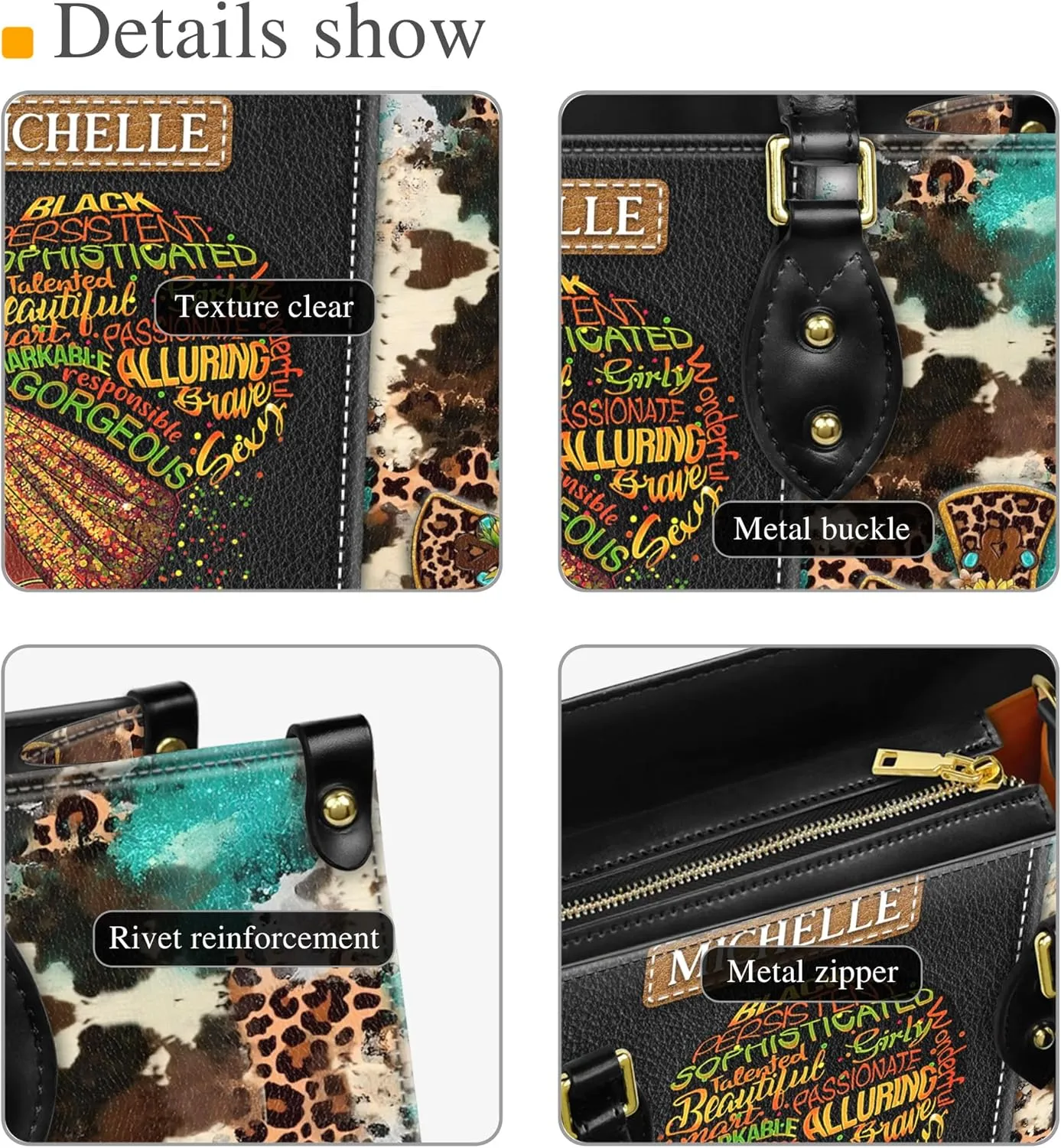 Personalized Black Queen Leather Bag, Gift for African American, Afro Black Girl, Mother's Day Gift