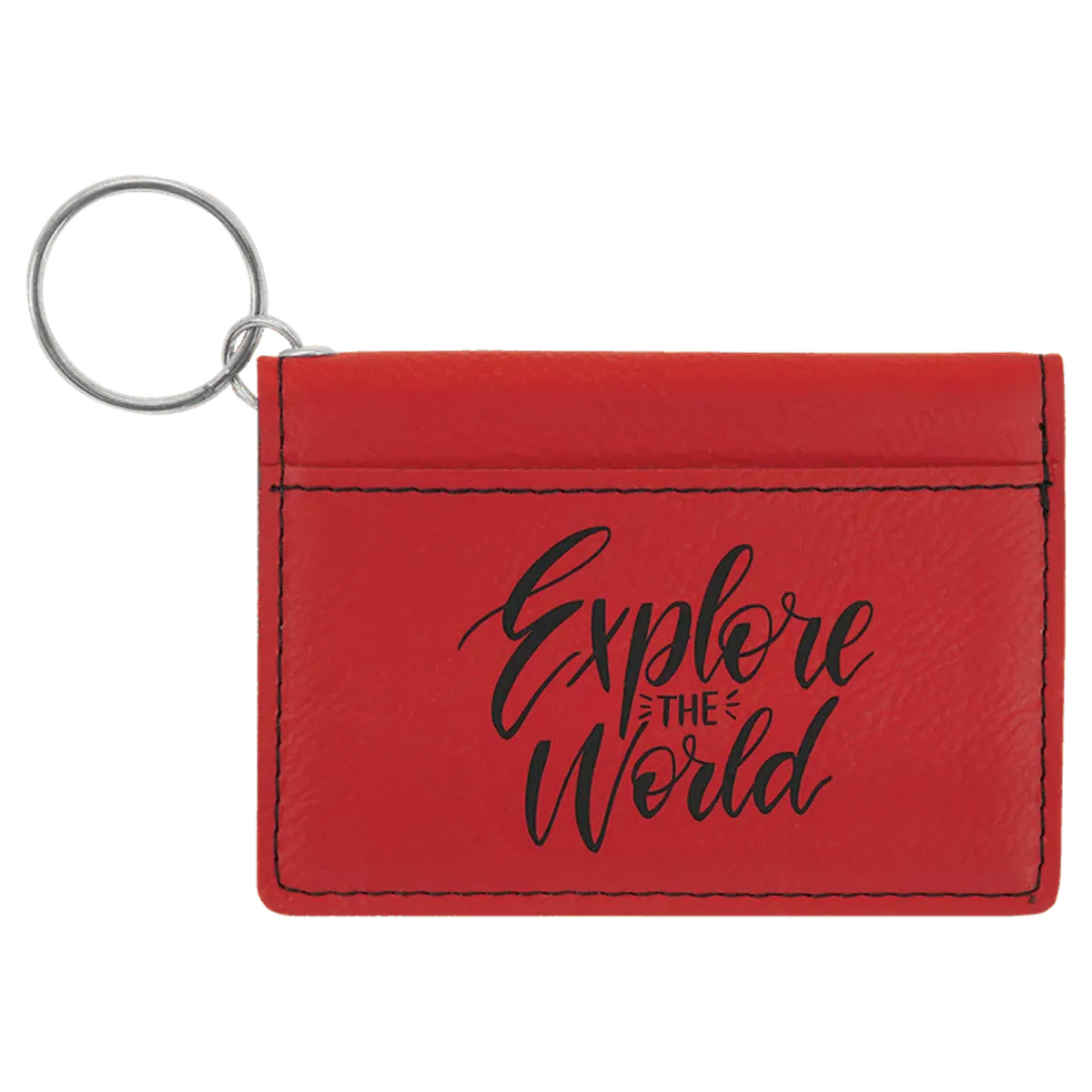 Personalized Card and ID Holder Keychain in Leathrette Colors