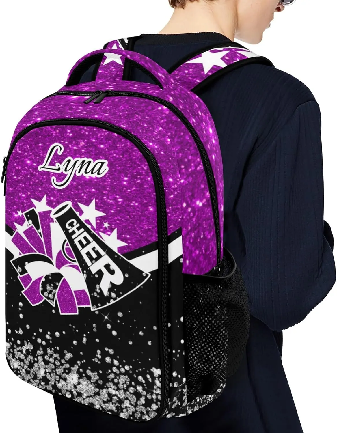 Personalized Cheer Cheerleading Backpack for Kids Boys Girls, Customized with Name Cheer School Backpack Casual Daypack Schoolbag for Student Bookbag (Deep Pink)