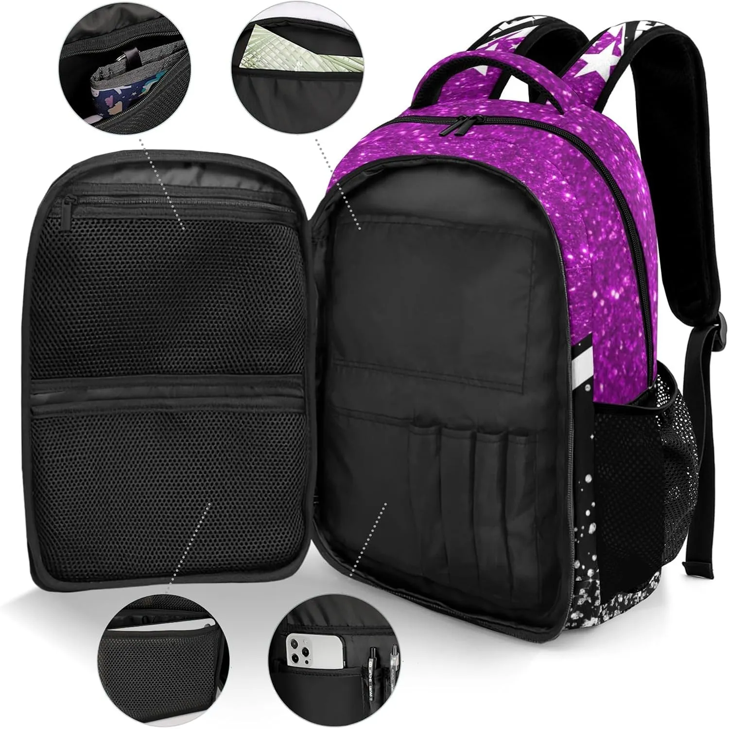 Personalized Cheer Cheerleading Backpack for Kids Boys Girls, Customized with Name Cheer School Backpack Casual Daypack Schoolbag for Student Bookbag (Deep Pink)