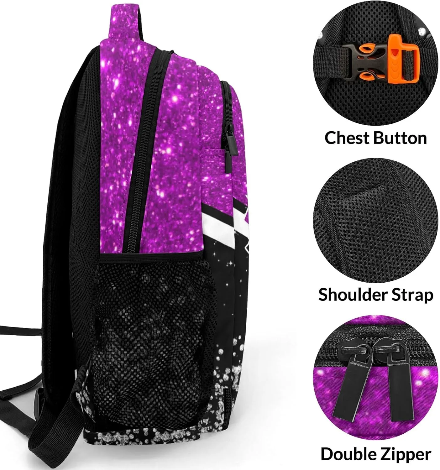 Personalized Cheer Cheerleading Backpack for Kids Boys Girls, Customized with Name Cheer School Backpack Casual Daypack Schoolbag for Student Bookbag (Deep Pink)