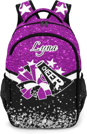 Personalized Cheer Cheerleading Backpack for Kids Boys Girls, Customized with Name Cheer School Backpack Casual Daypack Schoolbag for Student Bookbag (Deep Pink)