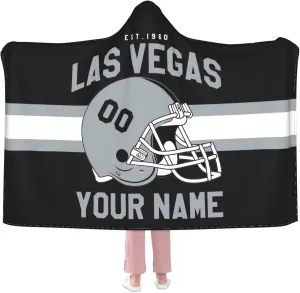 Personalized City Throw Blanket for Football Fans-Custom Name Number Hooded Blankets-Sports Wearable Blankets Ideal for Football Players&Fans