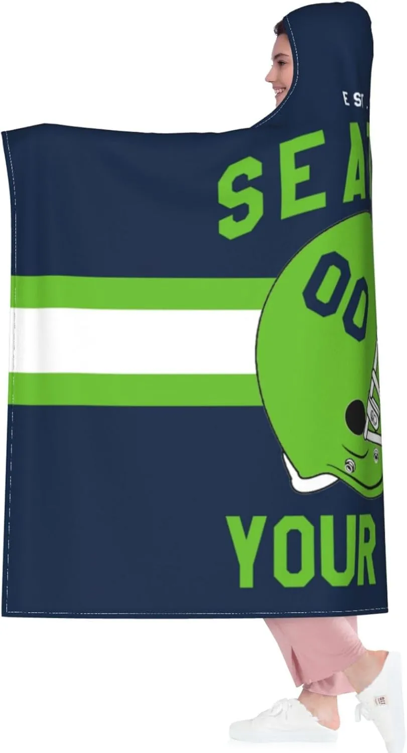 Personalized City Throw Blanket for Football Fans-Custom Name Number Hooded Blankets-Sports Wearable Blankets Ideal for Football Players&Fans