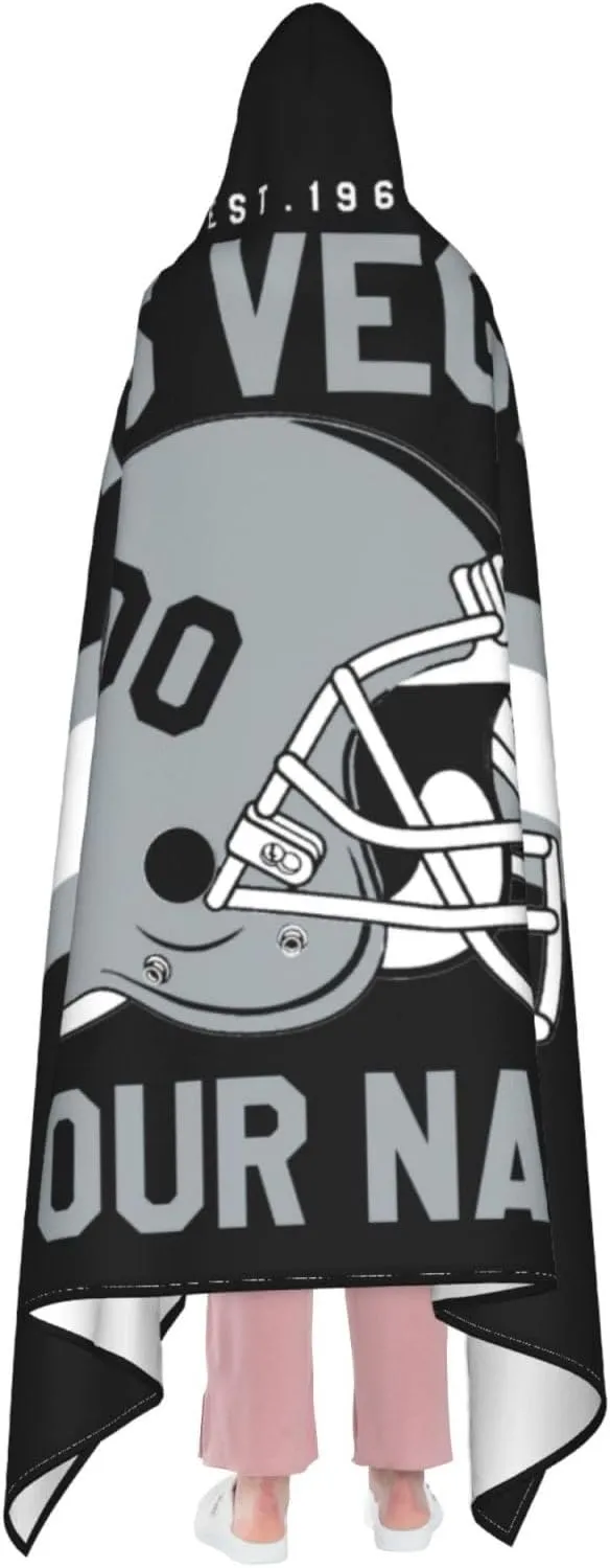 Personalized City Throw Blanket for Football Fans-Custom Name Number Hooded Blankets-Sports Wearable Blankets Ideal for Football Players&Fans