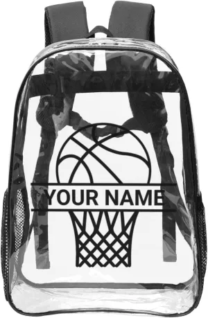 Personalized Clear Backpack for Women Men, Custom Transparent Backpacks with Name Text Photo, PVC Adjustable See Through Bag Suitable for Travel Work