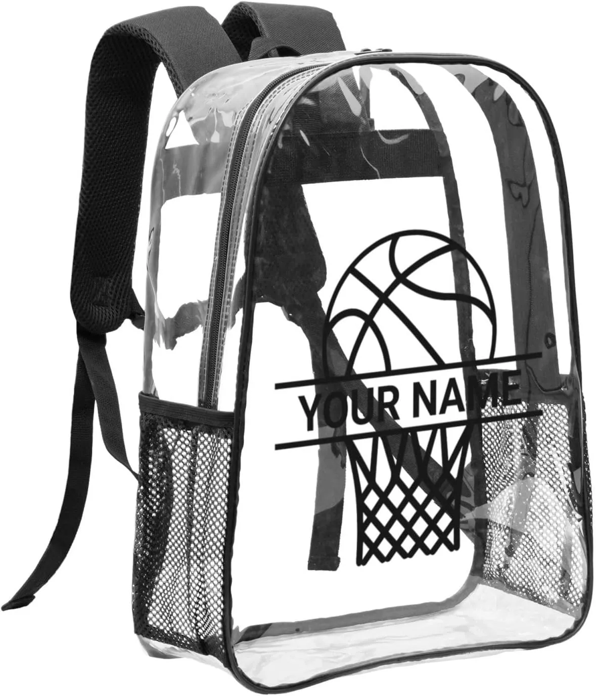 Personalized Clear Backpack for Women Men, Custom Transparent Backpacks with Name Text Photo, PVC Adjustable See Through Bag Suitable for Travel Work