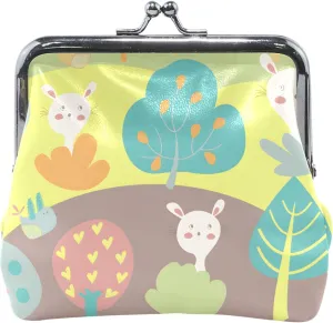 Personalized Coin Purse for Women Leather Cute Chic Forest Green Kiss Lock Small Pouch Coin Wallet