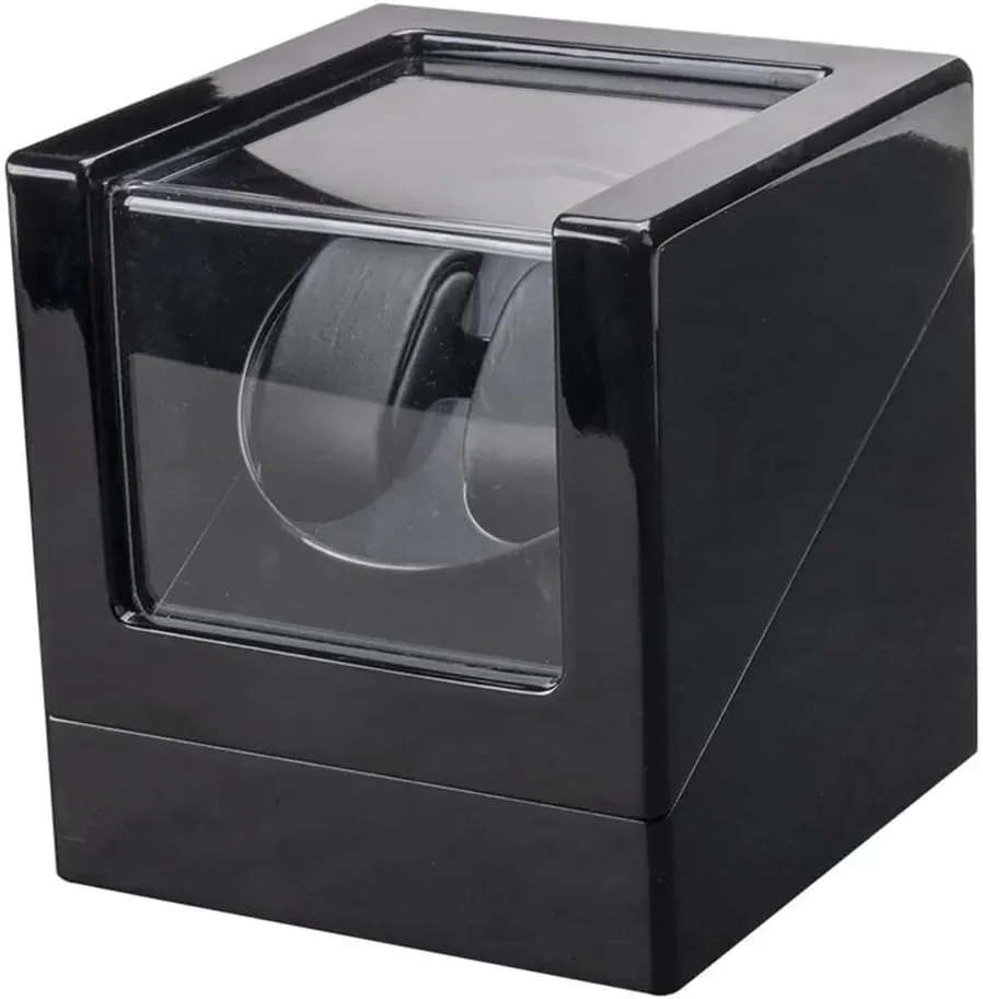 Personalized Custom Logo Wood Baking Paint Watch Winder Holder Display Mechanical Watches Case Box Double Watches Storing Unlock Boxes Customizable Logo (black)