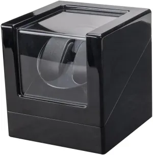 Personalized Custom Logo Wood Baking Paint Watch Winder Holder Display Mechanical Watches Case Box Double Watches Storing Unlock Boxes Customizable Logo (black)