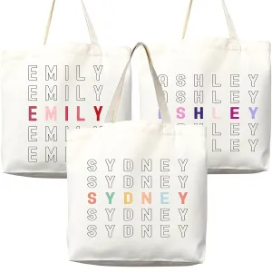 Personalized Custom Name Tote Bag - Custom Tote Shopper - Durable Premium Canvas, Reusable, Eco-Friendly - Ideal Gift for Women, Bridesmaids, Teachers, Nurses - Customizable and Personalizable