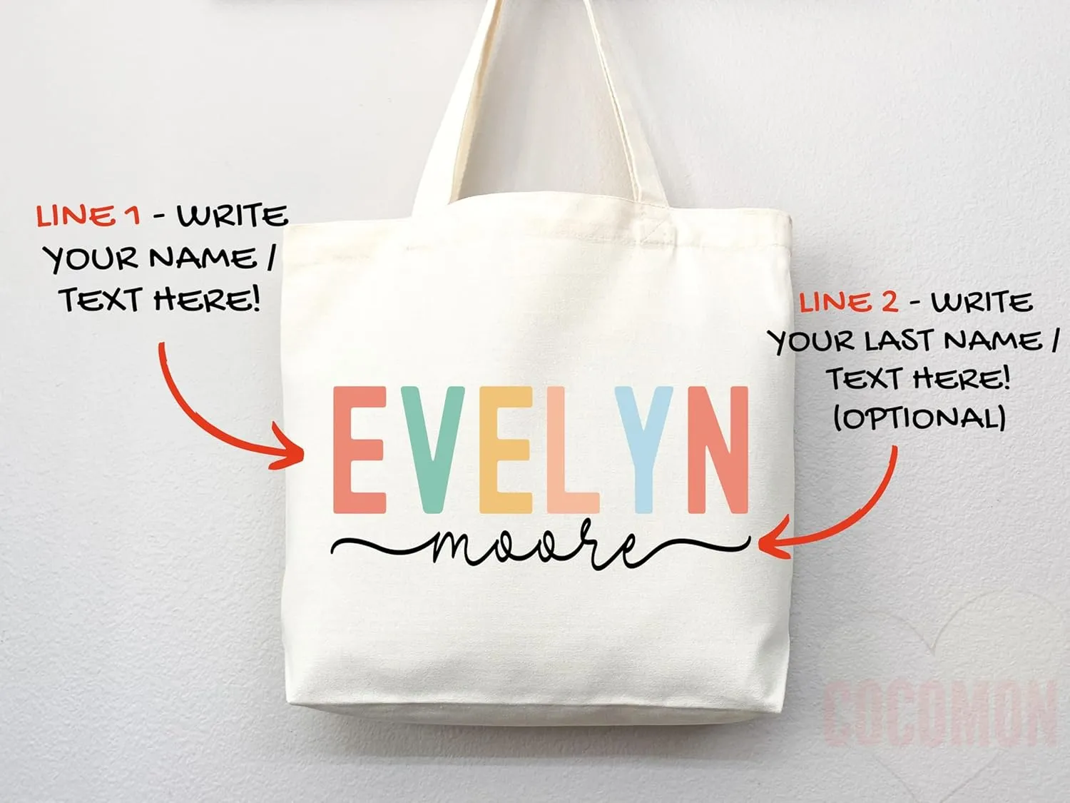 Personalized Custom Name Tote Bag - Custom Tote Shopper - Premium Canvas, Reusable, Eco-Friendly - Ideal Gift for Women, Bridesmaids, Teachers, Nurses - Customizable (Medium Bag)