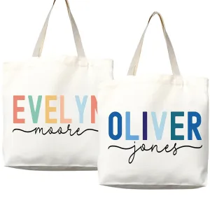 Personalized Custom Name Tote Bag - Custom Tote Shopper - Premium Canvas, Reusable, Eco-Friendly - Ideal Gift for Women, Bridesmaids, Teachers, Nurses - Customizable (Medium Bag)
