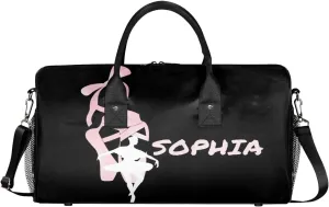 Personalized Dance Bag Travel Duffle Bag Custom Name Sport Gym Bag Carry On Weekender Bag Sleepover Athletic Bag for Women, Black Background