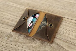 Personalized distressed leather credit card holder case/men front pocket leather card wallet/leather business card case bag CH054HF