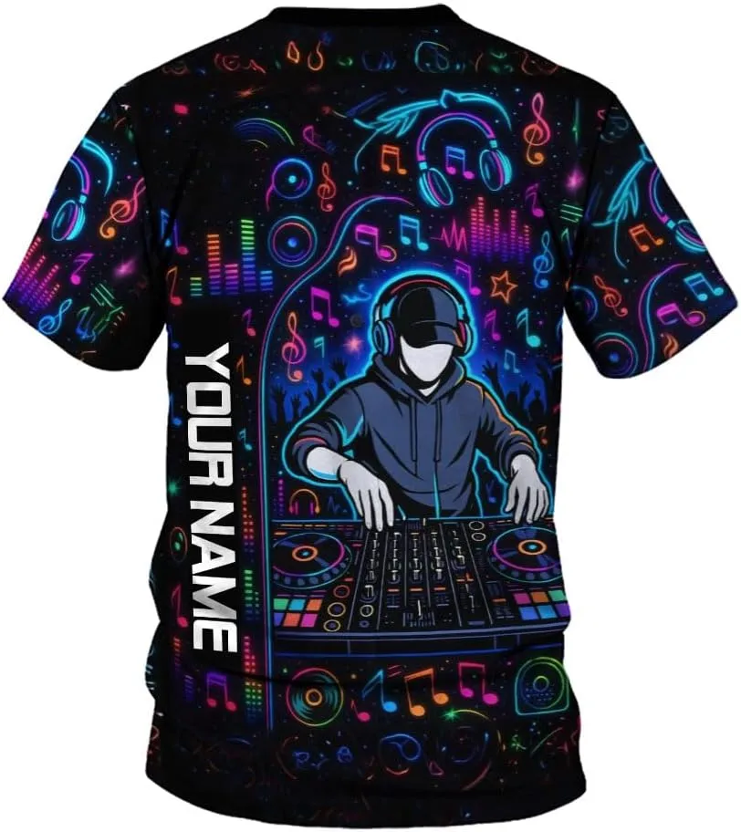 Personalized DJ 3D Shirts, Disc Jockey 3D Shirt, Disc Jockey T-Shirt Gifts for Men, Custom DJ Shirt for EMD Music Festival