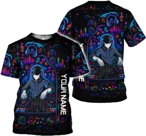 Personalized DJ 3D Shirts, Disc Jockey 3D Shirt, Disc Jockey T-Shirt Gifts for Men, Custom DJ Shirt for EMD Music Festival