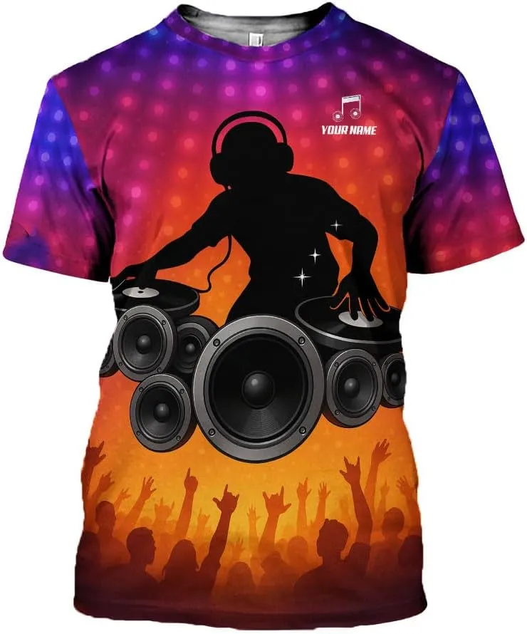 Personalized DJ 3D Shirts, Disc Jockey 3D Shirt, Disc Jockey T-Shirt Gifts for Men, Custom DJ Shirt for EMD Music Festival