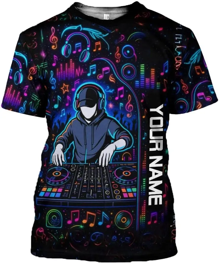 Personalized DJ 3D Shirts, Disc Jockey 3D Shirt, Disc Jockey T-Shirt Gifts for Men, Custom DJ Shirt for EMD Music Festival