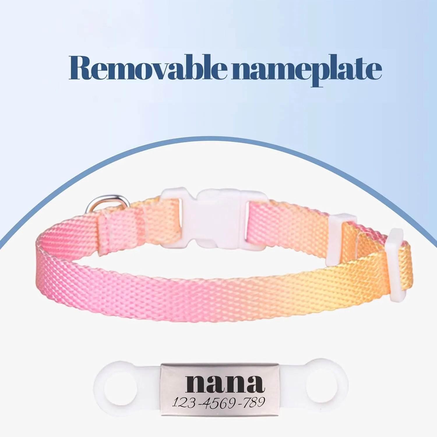 Personalized Dog Collars Adjustable Customizable Dog Collar for Small Medium Cat Dog Custom Engravable Name Plate (Purple)