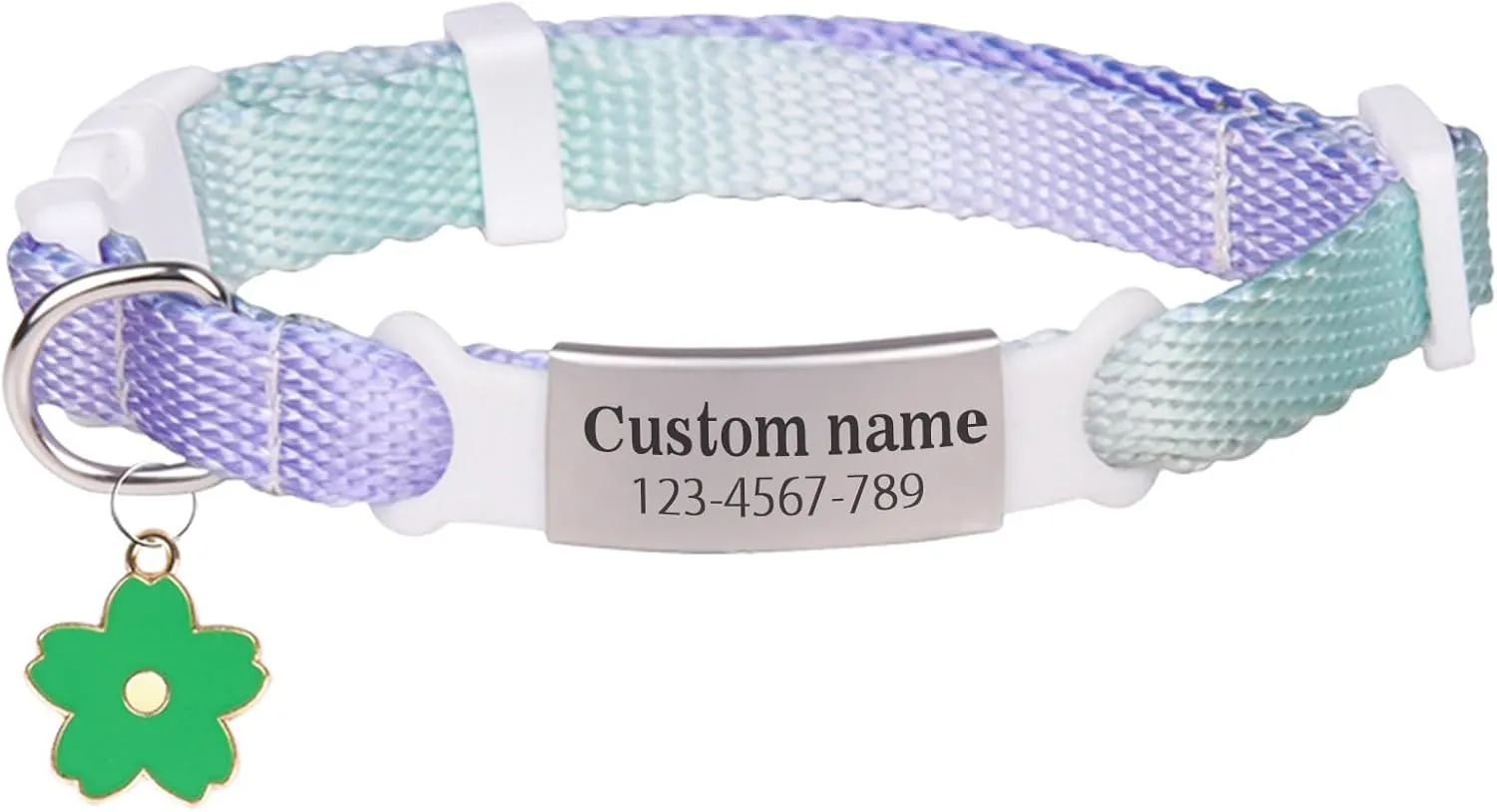 Personalized Dog Collars Adjustable Customizable Dog Collar for Small Medium Cat Dog Custom Engravable Name Plate (Purple)