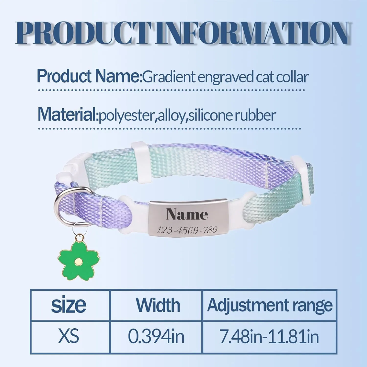 Personalized Dog Collars Adjustable Customizable Dog Collar for Small Medium Cat Dog Custom Engravable Name Plate (Purple)