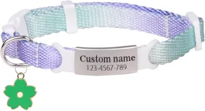 Personalized Dog Collars Adjustable Customizable Dog Collar for Small Medium Cat Dog Custom Engravable Name Plate (Purple)
