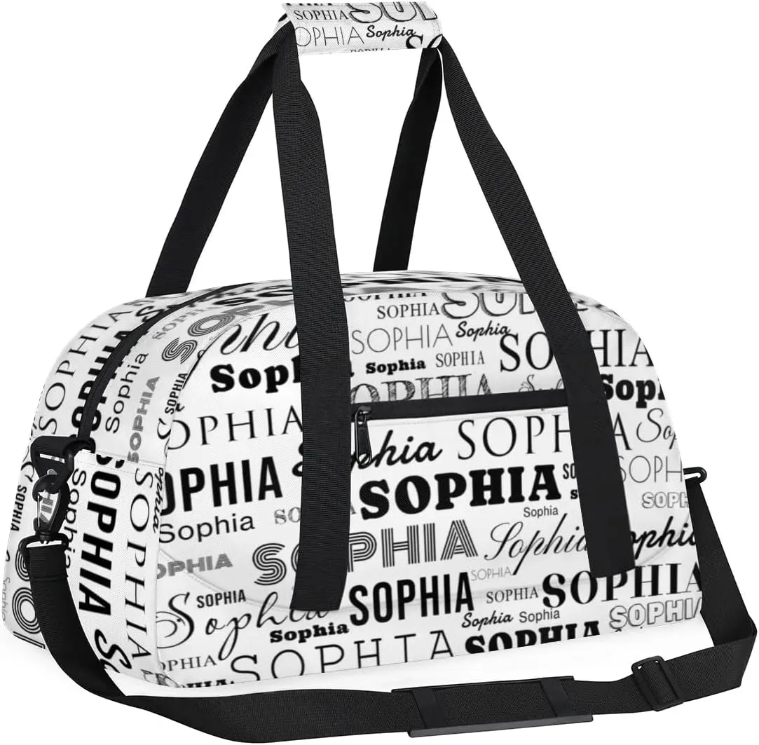 Personalized Duffel Bag Custom Dance Bag for Girls Customized Kids Gymnastics Creative Name Ballet Bag Overnighter Travel Carry on Tote Sport for Boys Backpack White Color