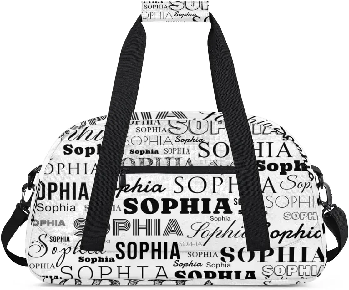 Personalized Duffel Bag Custom Dance Bag for Girls Customized Kids Gymnastics Creative Name Ballet Bag Overnighter Travel Carry on Tote Sport for Boys Backpack White Color