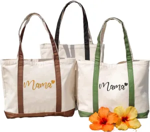 Personalized Embroidered Mama Tote Bag | Custom Canvas Bag with Name | Mother’s Day Gift for Mom, New Mom, Grandma