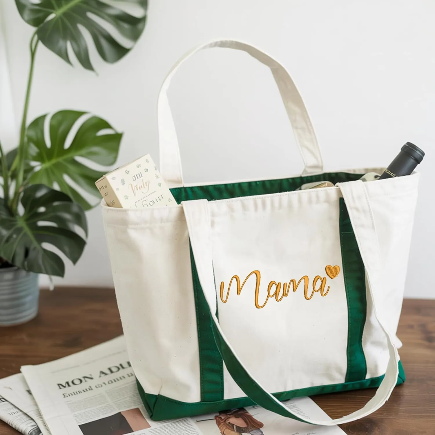 Personalized Embroidered Mama Tote Bag | Custom Canvas Bag with Name | Mother’s Day Gift for Mom, New Mom, Grandma