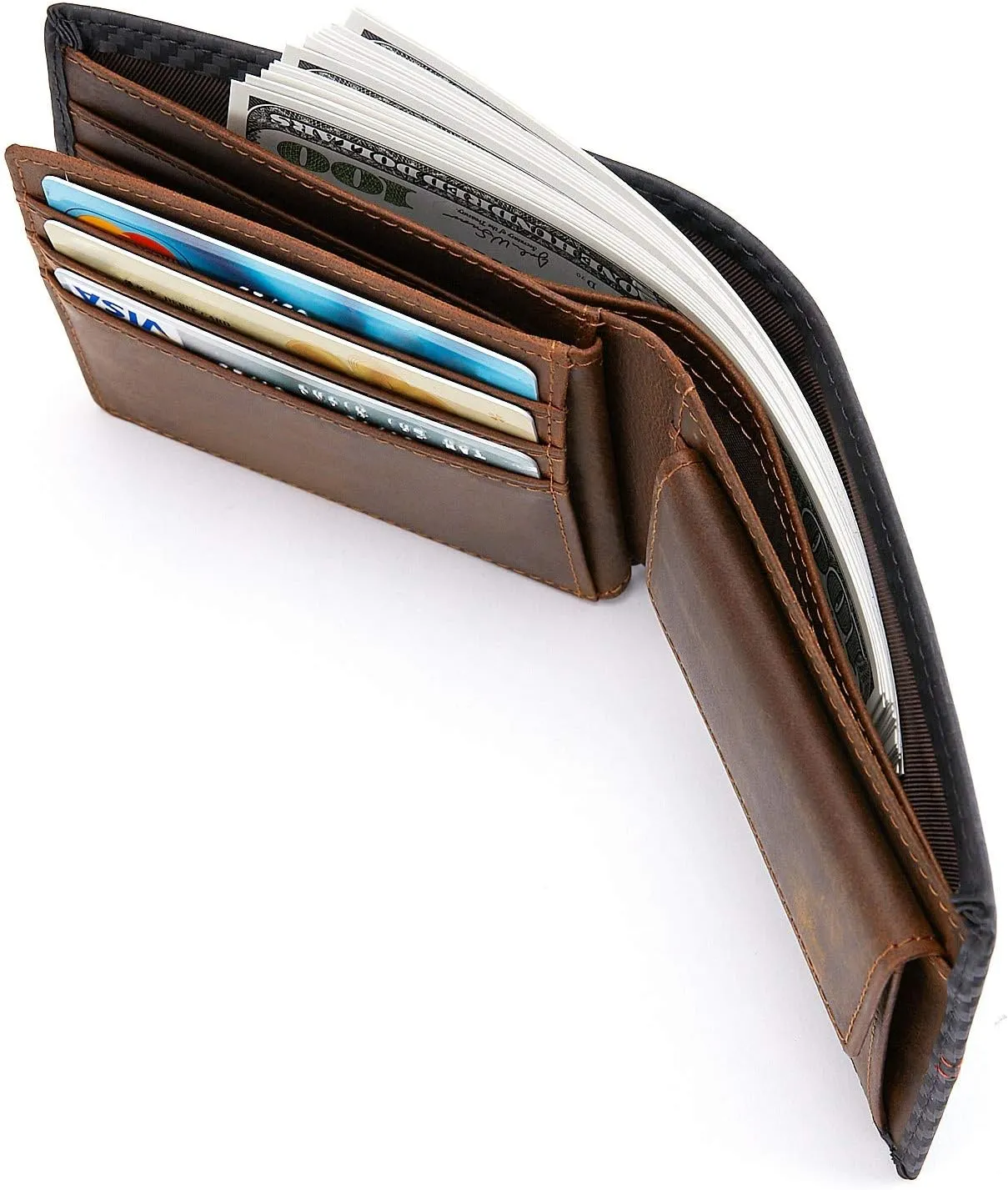 Personalized Engraved Leather Wallet for Dad Daddy from Daughter Kids - Christmas Birthday Fathers Day Thanksgiving Gift - #1 Dad - Men Custom Bifold Wallets with Love Message for Him