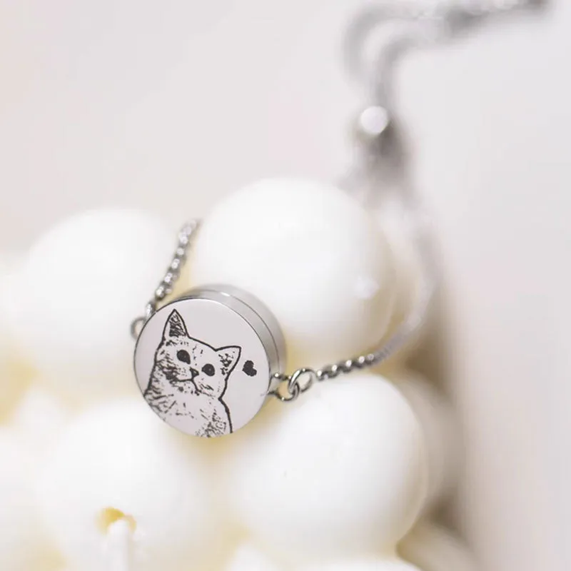 Personalized Engraved Locket Bracelet with Pet Face & Name