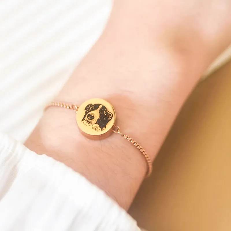 Personalized Engraved Locket Bracelet with Pet Face & Name
